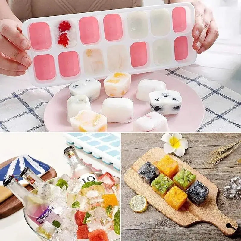 14 Grids Silicone Ice Cube Mold with Cover Square Ice Cube Tray Mold Ice Cube Manufacturer Bar DIY Ice Cocktail Freezing Tool - Velvet Haven