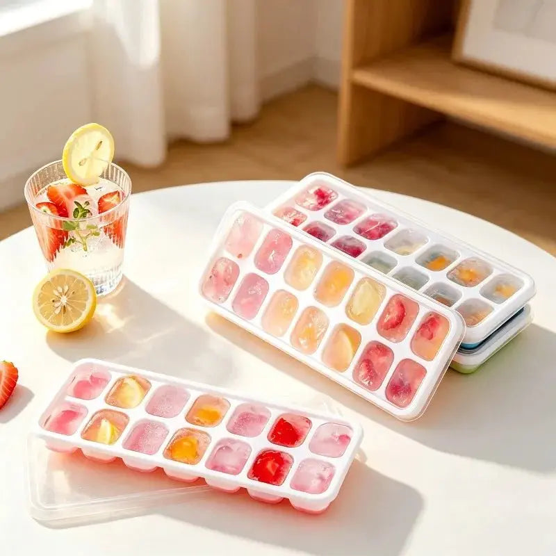 14 Grids Silicone Ice Cube Mold with Cover Square Ice Cube Tray Mold Ice Cube Manufacturer Bar DIY Ice Cocktail Freezing Tool - Velvet Haven