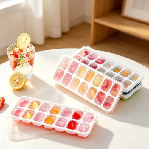 14 Grids Silicone Ice Cube Mold with Cover Square Ice Cube Tray Mold Ice Cube Manufacturer Bar DIY Ice Cocktail Freezing Tool - Velvet Haven