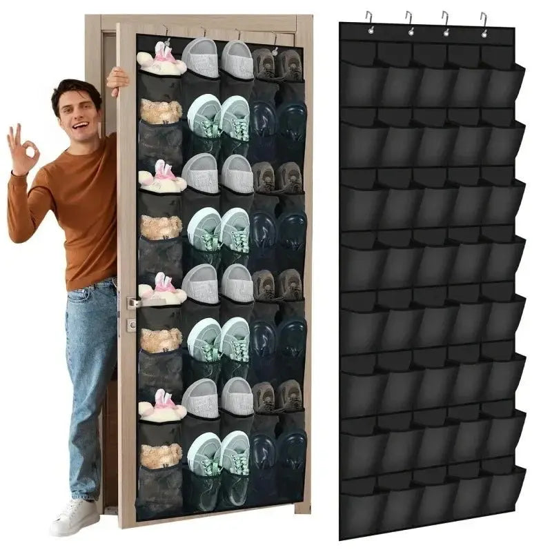 14/24/40 Grids Over The Door Shoe Rack Mesh Pockets Hanging Shoe Organizer For Closet Hanging Shoe Rack Holder - Velvet Haven