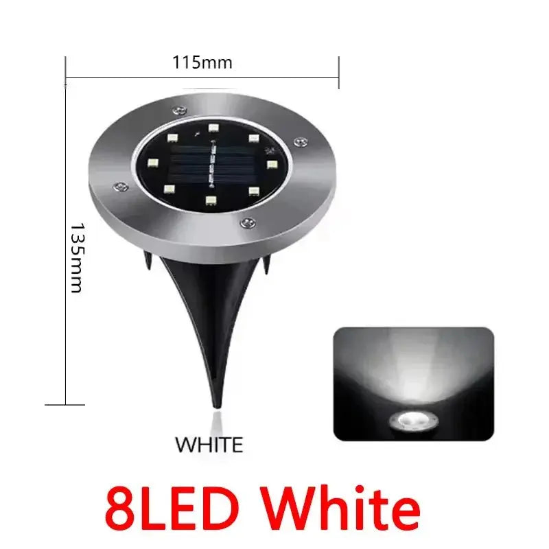 1/4/8Pcs Solar Lights Outdoor 8/20LEDs Disk Underground Lamp Spotlight Buried Solar Light for Home Garden Lawn Yard Decoration - Velvet Haven