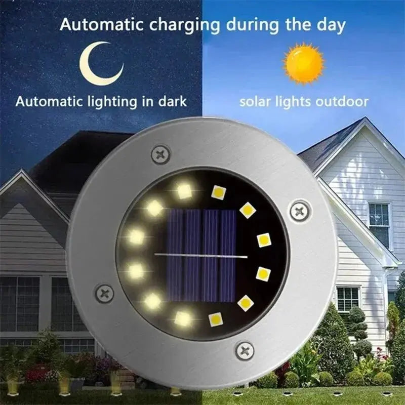1/4/8Pcs Solar Lights Outdoor 8/20LEDs Disk Underground Lamp Spotlight Buried Solar Light for Home Garden Lawn Yard Decoration - Velvet Haven