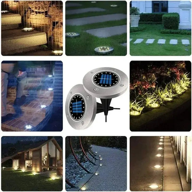 1/4/8Pcs Solar Lights Outdoor 8/20LEDs Disk Underground Lamp Spotlight Buried Solar Light for Home Garden Lawn Yard Decoration - Velvet Haven