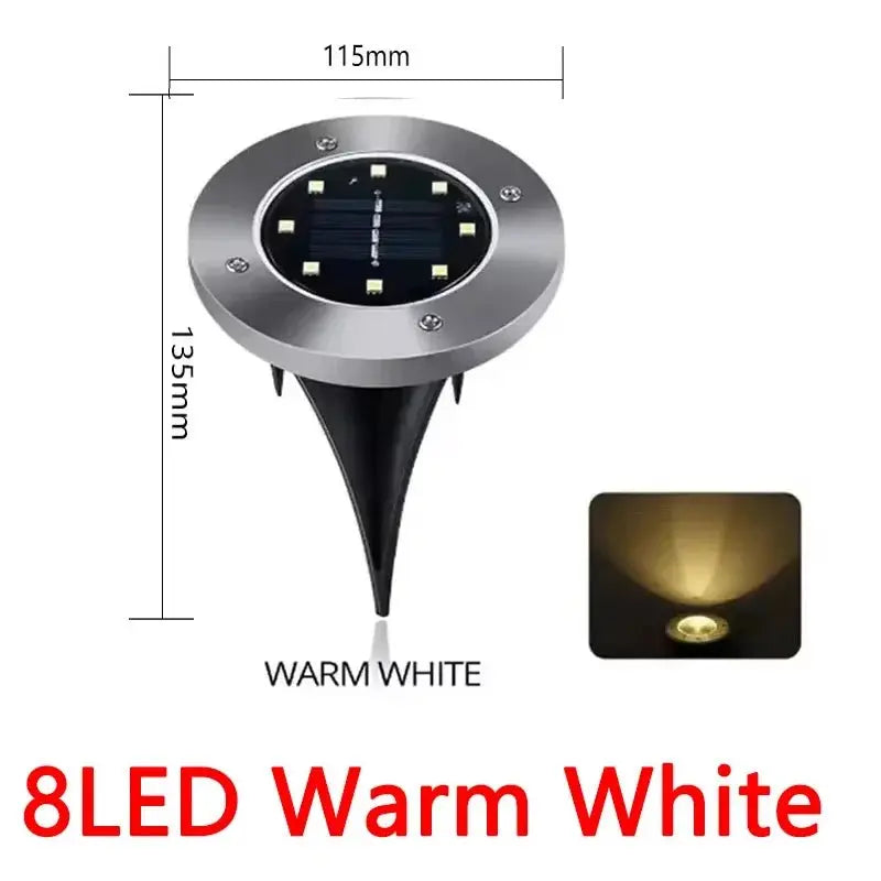 1/4/8Pcs Solar Lights Outdoor 8/20LEDs Disk Underground Lamp Spotlight Buried Solar Light for Home Garden Lawn Yard Decoration - Velvet Haven