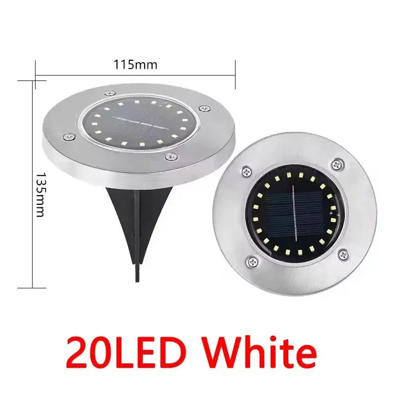 1/4/8Pcs Solar Lights Outdoor 8/20LEDs Disk Underground Lamp Spotlight Buried Solar Light for Home Garden Lawn Yard Decoration - Velvet Haven