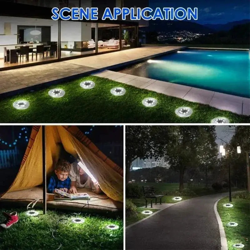 1/4/8Pcs Solar Lights Outdoor 8/20LEDs Disk Underground Lamp Spotlight Buried Solar Light for Home Garden Lawn Yard Decoration - Velvet Haven