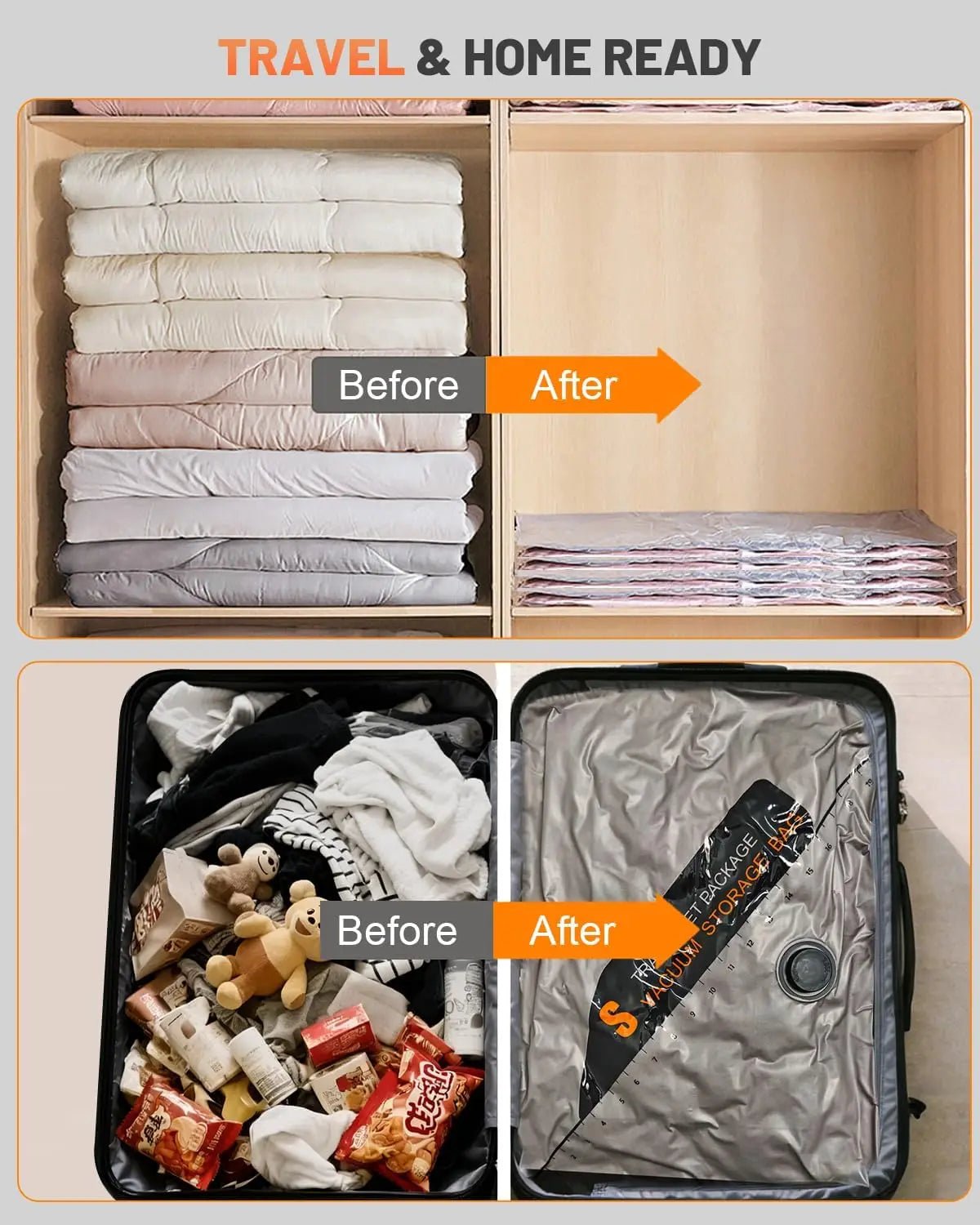 15 Pack Space Saver Vacuum Storage Bags with 6000Pa Wireless Air Pump for Clothes Comforters, 5 Jumbo+5 Medium+5 Small Storage B - Velvet Haven