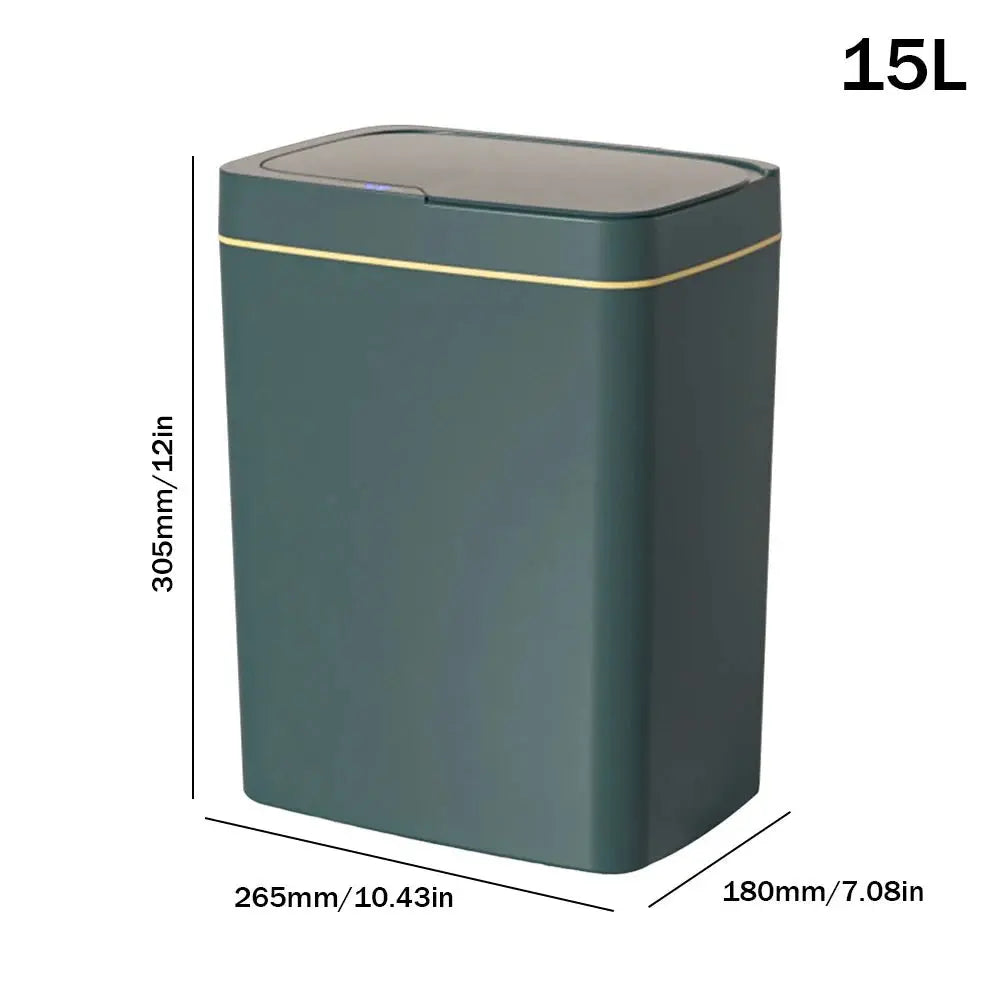 15/18L Intelligent Touchless Trash Can Waterproof Electric Garbage Bin Rechargeable Garbage Bucket for Kitchen Bathroom Bedroom - Velvet Haven