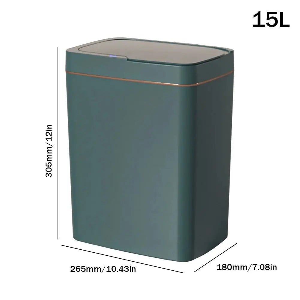 15/18L Intelligent Touchless Trash Can Waterproof Electric Garbage Bin Rechargeable Garbage Bucket for Kitchen Bathroom Bedroom - Velvet Haven