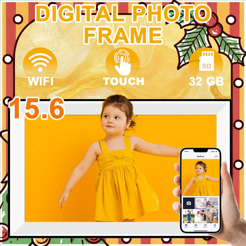 15.6 inch built in 32GB WiFi Large touch ips digital photo frame 1920*1080 WiFi Smart Frame Share Photos and Videos via frameo - Velvet Haven