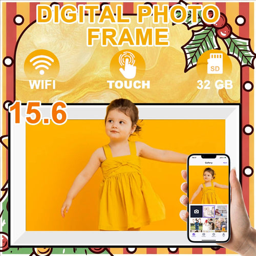 15.6 inch built in 32GB WiFi Large touch ips digital photo frame 1920*1080 WiFi Smart Frame Share Photos and Videos via frameo - Velvet Haven