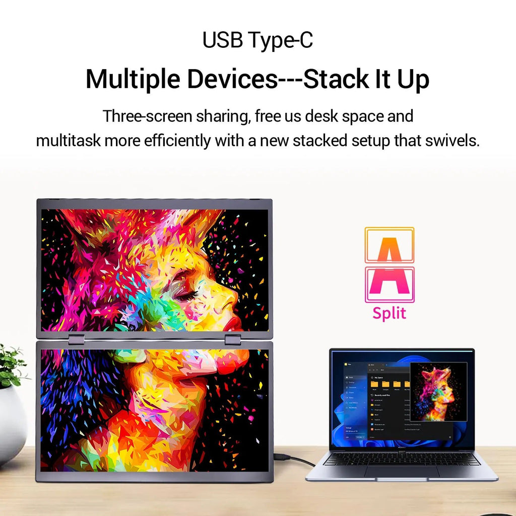 15.6 Inch Portable Monitor Dual Screen 1080P IPS External Second Screen for Mac Laptop PC Switch2 Xbox PS4/5 Xbox Ship From US - Velvet Haven