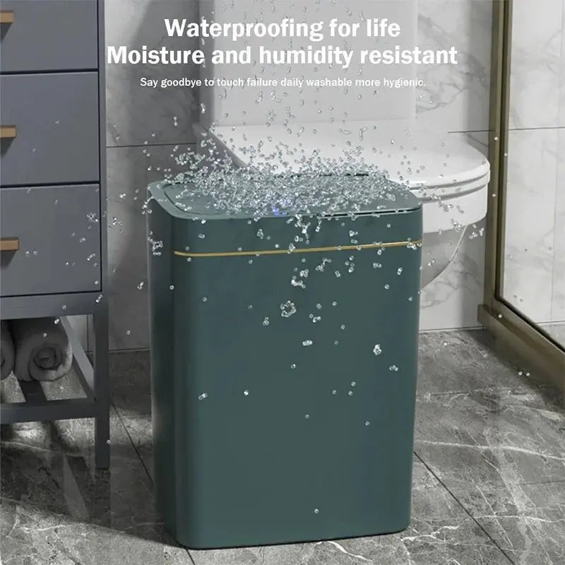 15L Non-Contact Smart Sensor Trash Can Automatic Electronic Trash Bin Eco-Friendly Bagged Bathroom Kitchen Smart Home Green - Velvet Haven