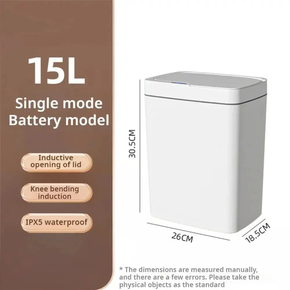 15L Non-Contact Smart Sensor Trash Can Automatic Electronic Trash Bin Eco-Friendly Bagged Bathroom Kitchen Smart Home Green - Velvet Haven