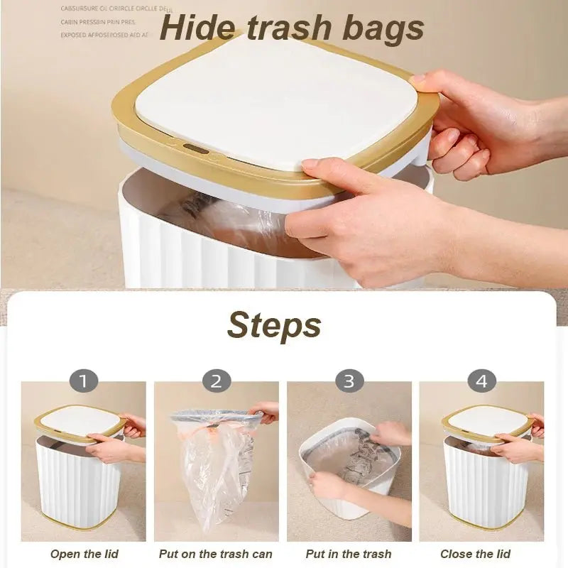 15L Smart Home Automatic Sensor Trash Can Kitchen Wastebasket Garbage Bins Bathroom Toilet Living Room Automatic Sensor Dustbin - Velvet Haven