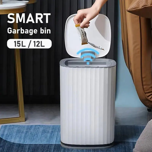 15L Smart Home Automatic Sensor Trash Can Kitchen Wastebasket Garbage Bins Bathroom Toilet Living Room Automatic Sensor Dustbin - Velvet Haven