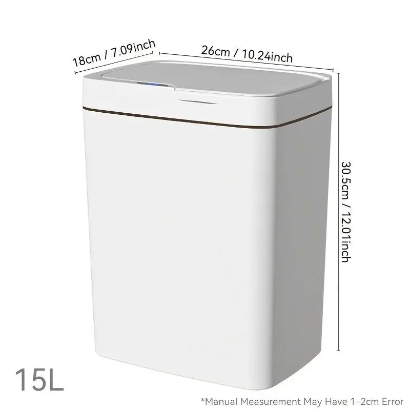 15L Smart Sensor Trash Can Electronic Touchless Intelligent Waterproof Garbage Bin for Kitchen Bathroom Home Cleaning Accessory - Velvet Haven