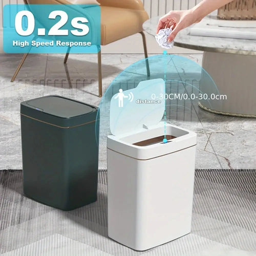 15L Smart Sensor Trash Can Electronic Touchless Intelligent Waterproof Garbage Bin for Kitchen Bathroom Home Cleaning Accessory - Velvet Haven