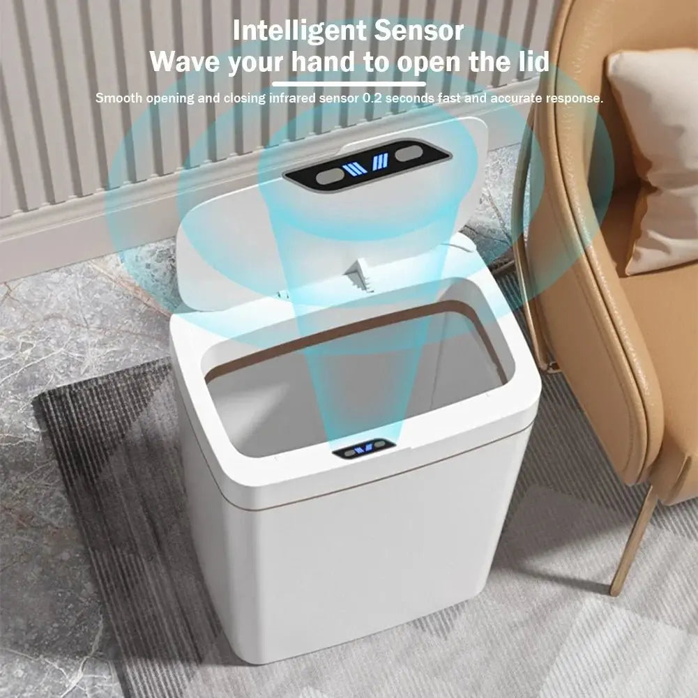 15L Smart Sensor Trash Can Electronic Touchless Intelligent Waterproof Garbage Bin for Kitchen Bathroom Home Cleaning Accessory - Velvet Haven