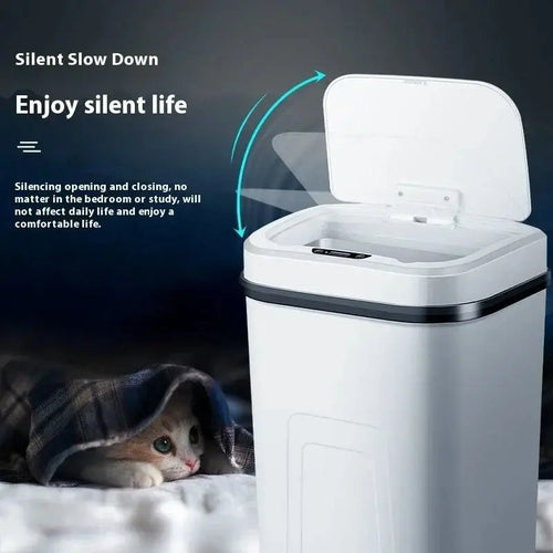 15L Smart Trash Can Automatic Sensor Dustbin Touchless Bin Kitchen Bathroom Waterproof Bucket Garbage With Lid Home Wastebasket - Velvet Haven