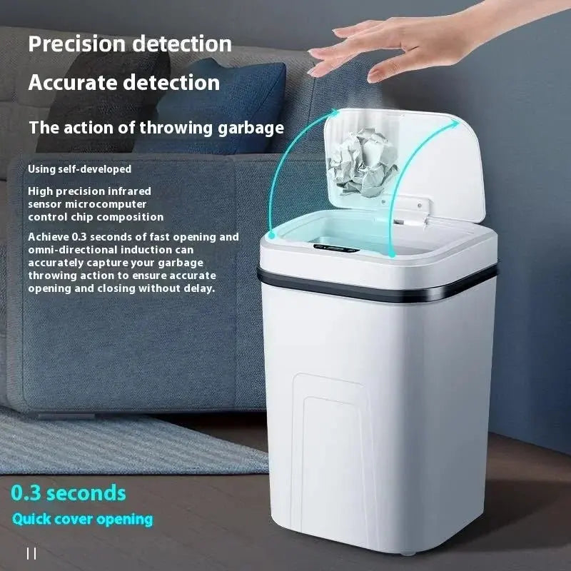 15L Smart Trash Can Automatic Sensor Dustbin Touchless Bin Kitchen Bathroom Waterproof Bucket Garbage With Lid Home Wastebasket - Velvet Haven