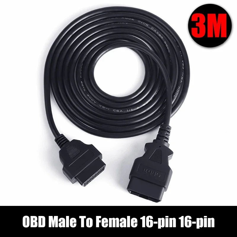 16-Pin OBD2 Male-to-Female Extension Cable – 1.5m/3m - Velvet Haven