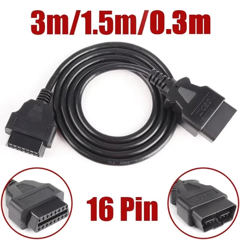 16-Pin OBD2 Male-to-Female Extension Cable – 1.5m/3m - Velvet Haven