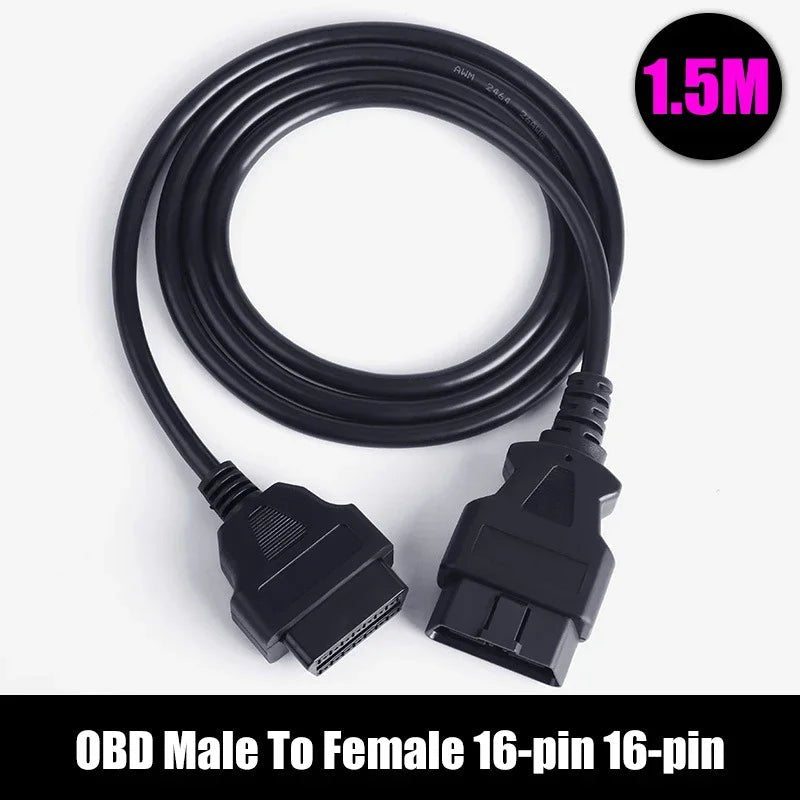 16-Pin OBD2 Male-to-Female Extension Cable – 1.5m/3m - Velvet Haven