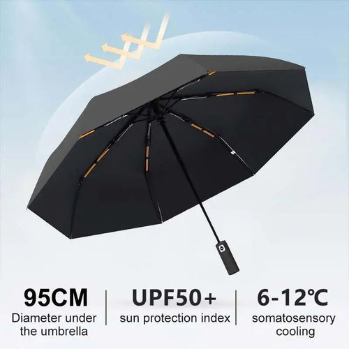 16/24-Rib Automatic Windproof UV Umbrella with Built-In Light - Velvet Haven
