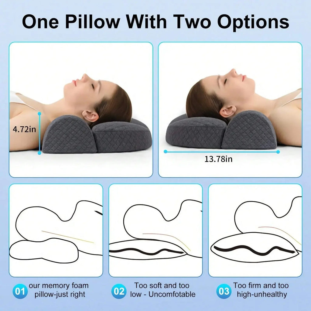 1pc Adjustable Memory Foam Neck Pillow for Shoulder and Cervical relax - Ergonomic Orthopedic Contour Support Pillow - Velvet Haven