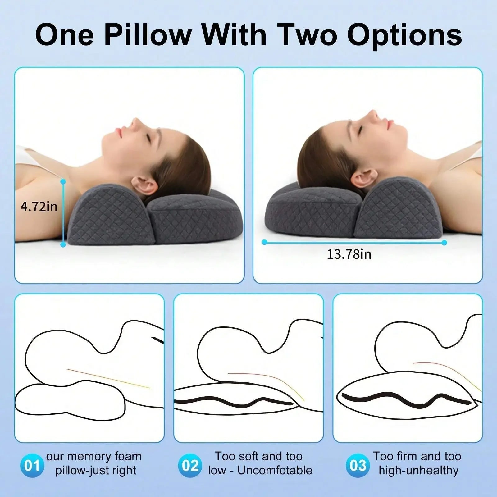 1pc Adjustable Memory Foam Neck Pillow for Shoulder and Cervical relax - Ergonomic Orthopedic Contour Support Pillow - Velvet Haven