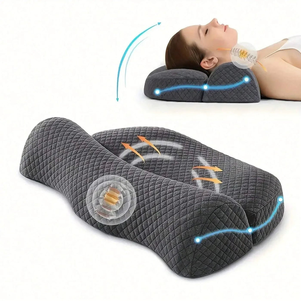 1pc Adjustable Memory Foam Neck Pillow for Shoulder and Cervical relax - Ergonomic Orthopedic Contour Support Pillow - Velvet Haven