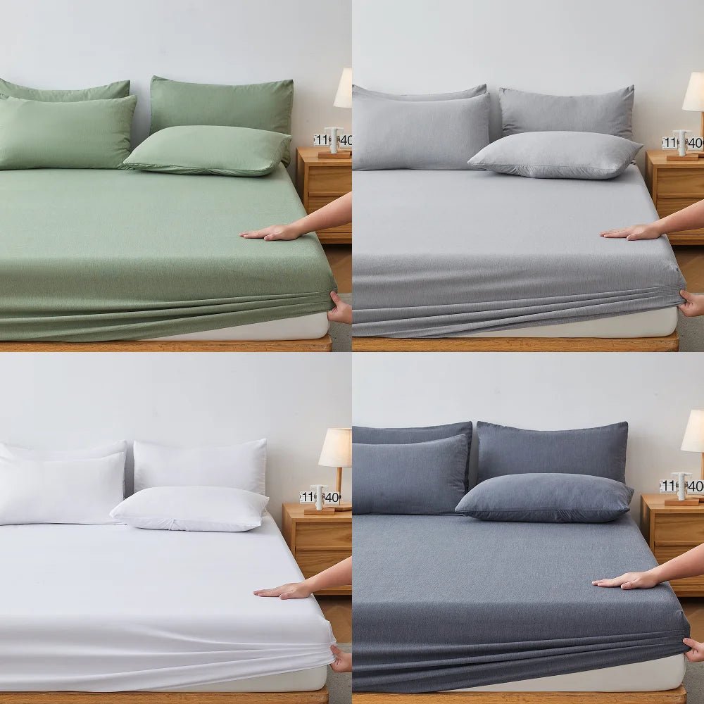 1pc Cooling Bamboo Fiber Fitted Sheet, 40% Bamboo Fiber + 60% Microfiber Breathable Mattress Cover with 40cm Deep Pockets - Velvet Haven