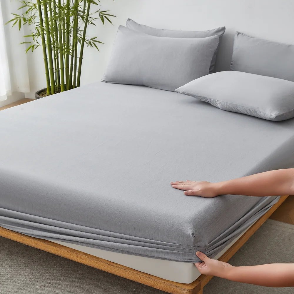 1pc Cooling Bamboo Fiber Fitted Sheet, 40% Bamboo Fiber + 60% Microfiber Breathable Mattress Cover with 40cm Deep Pockets - Velvet Haven