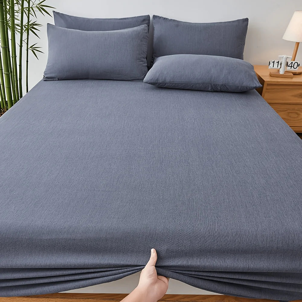 1pc Cooling Bamboo Fiber Fitted Sheet, 40% Bamboo Fiber + 60% Microfiber Breathable Mattress Cover with 40cm Deep Pockets - Velvet Haven