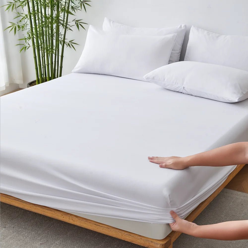 1pc Cooling Bamboo Fiber Fitted Sheet, 40% Bamboo Fiber + 60% Microfiber Breathable Mattress Cover with 40cm Deep Pockets - Velvet Haven