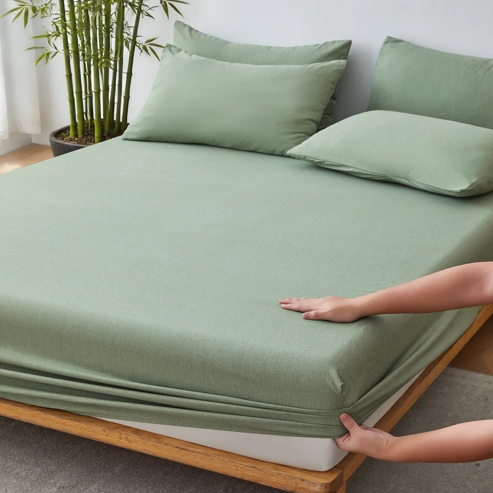1pc Cooling Bamboo Fiber Fitted Sheet, 40% Bamboo Fiber + 60% Microfiber Breathable Mattress Cover with 40cm Deep Pockets - Velvet Haven