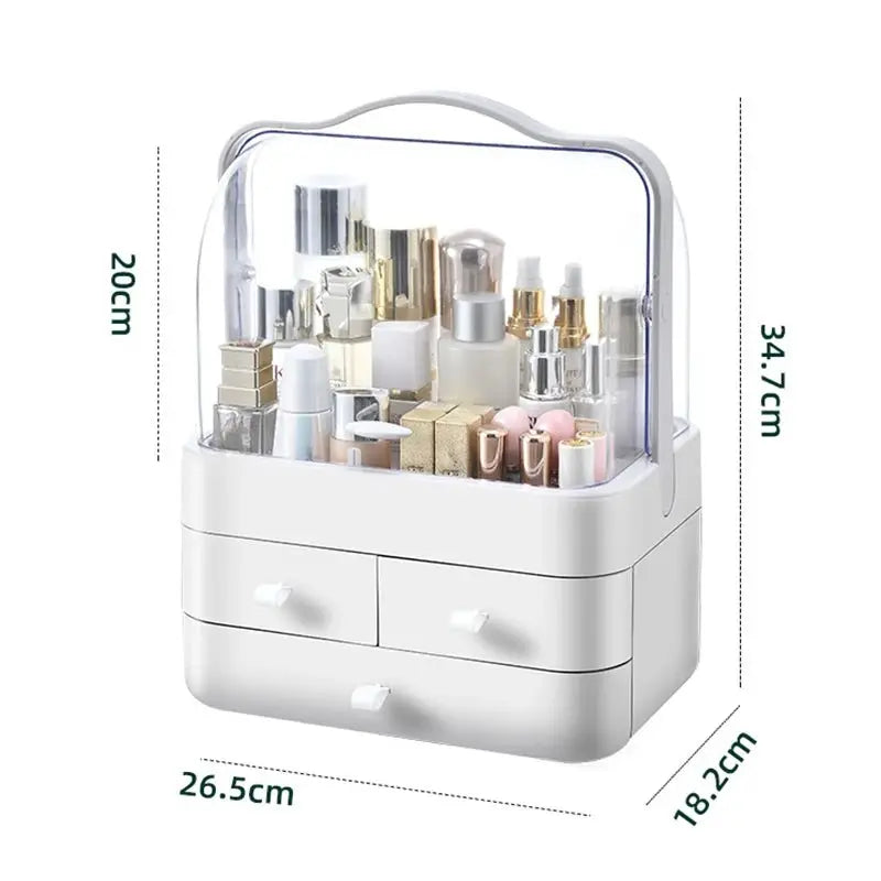 1pc Cosmetics Receiving Box Dust-Proof Desktop Makeup Organizer with Drawer for Skin Care Products Household Storage Box Shelf - Velvet Haven