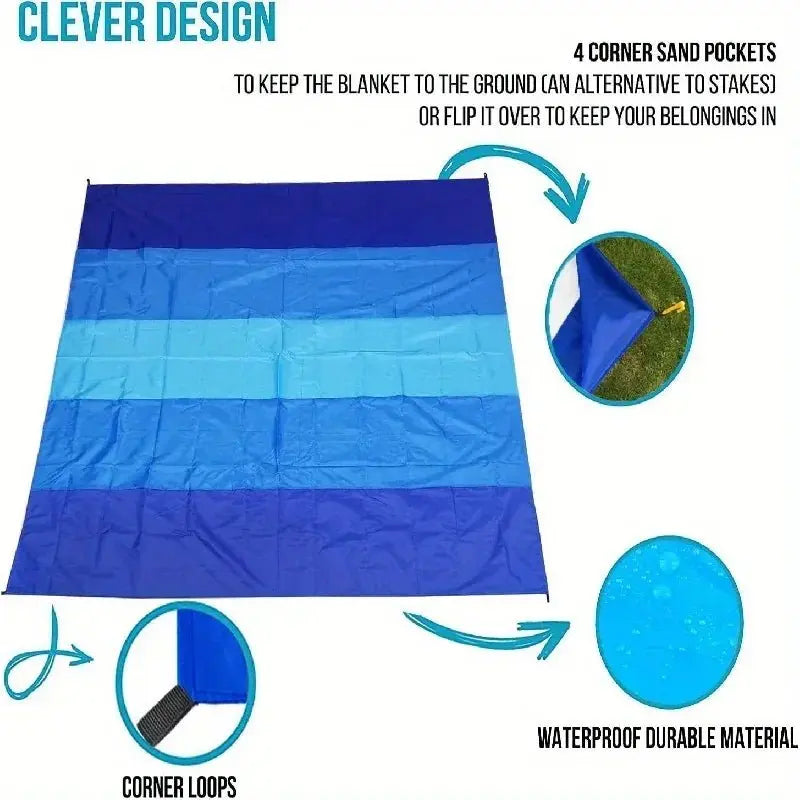 1pc Waterproof Beach Blanket -Quick Dry Sandproof Outdoor Lightweight Camping Picnic Blanket with Carry Bag - Velvet Haven