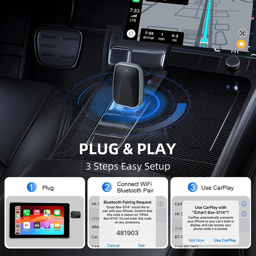 2-in-1 Wireless CarPlay & Android Auto Adapter - Velvet Haven