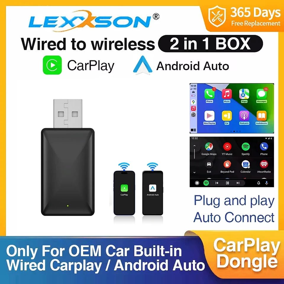 2-in-1 Wireless CarPlay & Android Auto Adapter - Velvet Haven