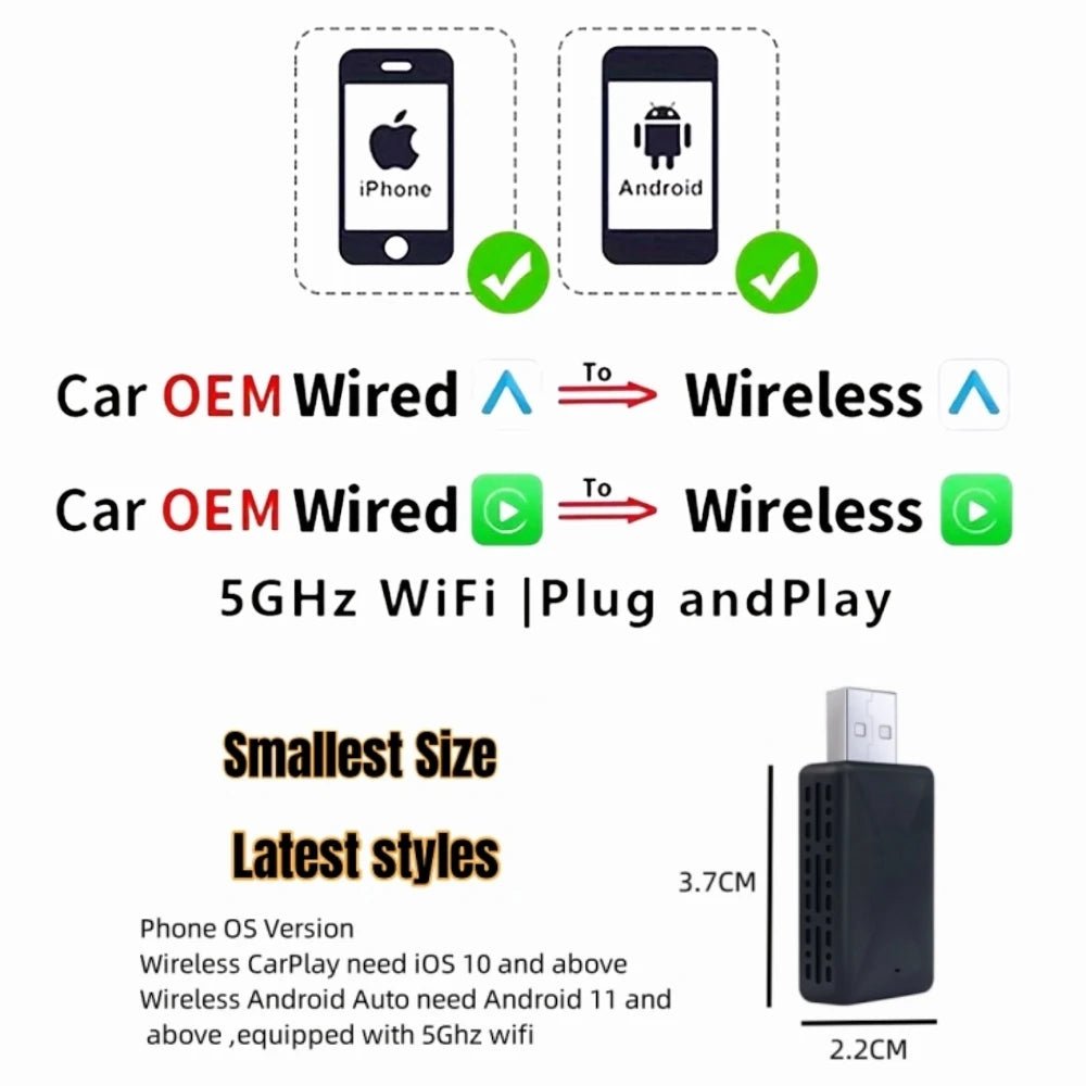 2-in-1 Wireless CarPlay & Android Auto Adapter - Velvet Haven