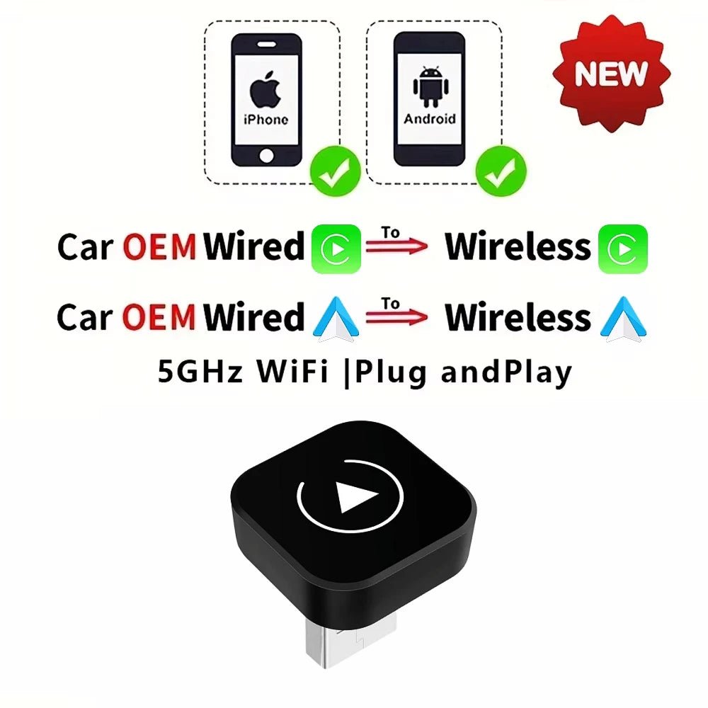 2-in-1 Wireless CarPlay & Android Auto Adapter - Velvet Haven