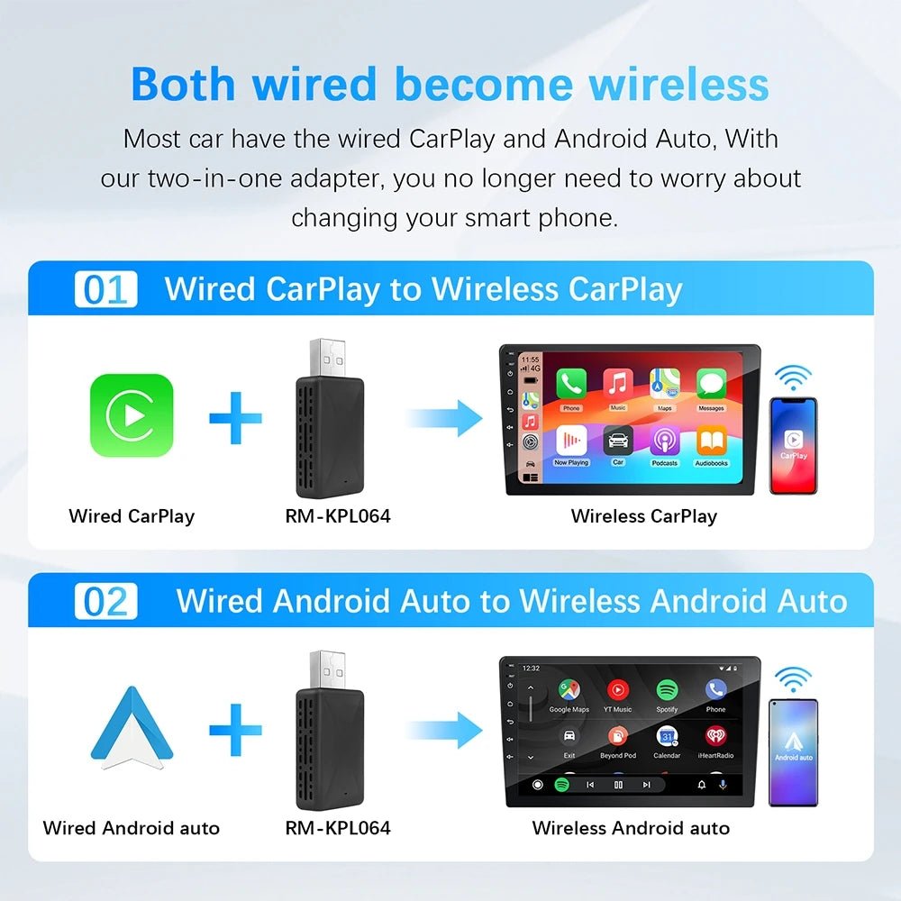 2-in-1 Wireless CarPlay & Android Auto Adapter - Velvet Haven
