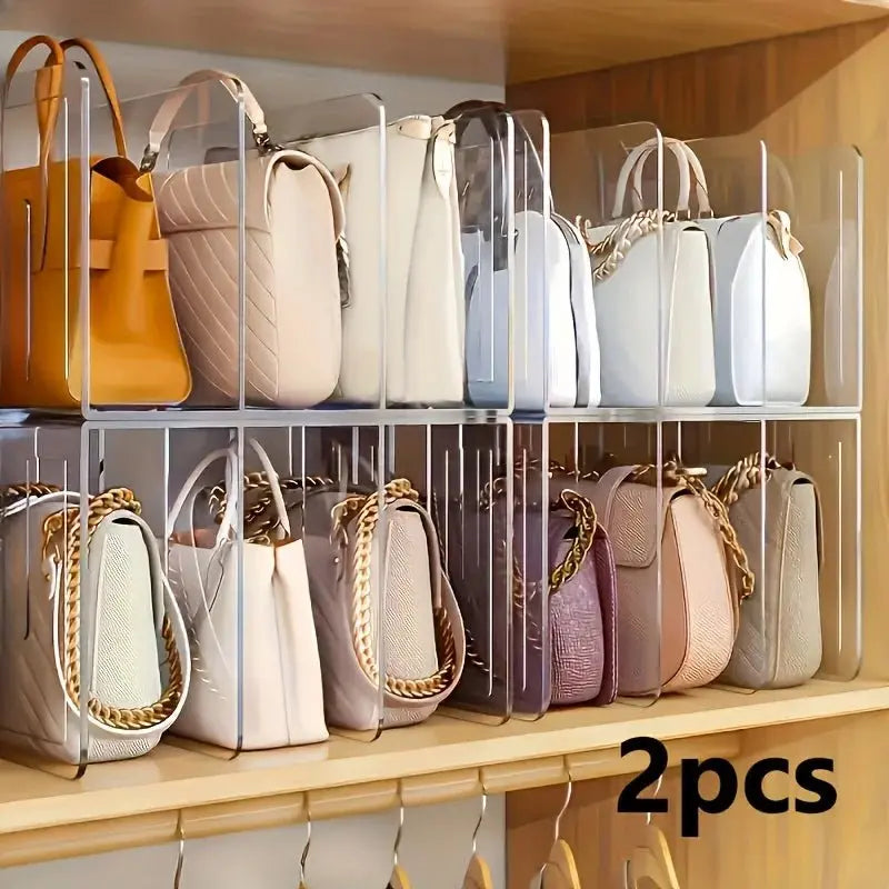 2-Pack Clear Acrylic Handbag Organizers - Space-Saving Closet Racks for Purses & Wallets - Velvet Haven