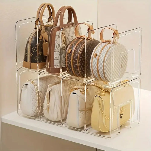 2-Pack Clear Acrylic Handbag Organizers - Space-Saving Closet Racks for Purses & Wallets - Velvet Haven
