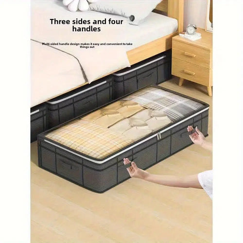 2-Pack Under-Bed Storage Bins, Large Capacity, Dustproof & Moistureproof with Clear Window Lid, Space-Saving Organizer - Velvet Haven