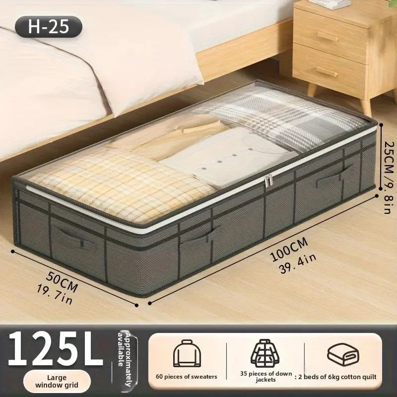 2-Pack Under-Bed Storage Bins, Large Capacity, Dustproof & Moistureproof with Clear Window Lid, Space-Saving Organizer - Velvet Haven
