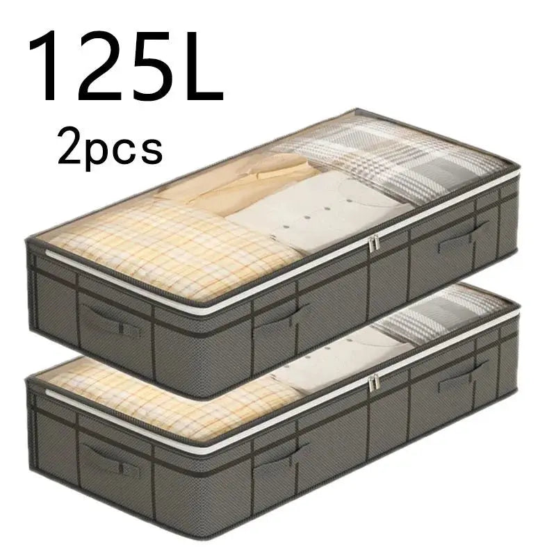 2-Pack Under-Bed Storage Bins, Large Capacity, Dustproof & Moistureproof with Clear Window Lid, Space-Saving Organizer - Velvet Haven