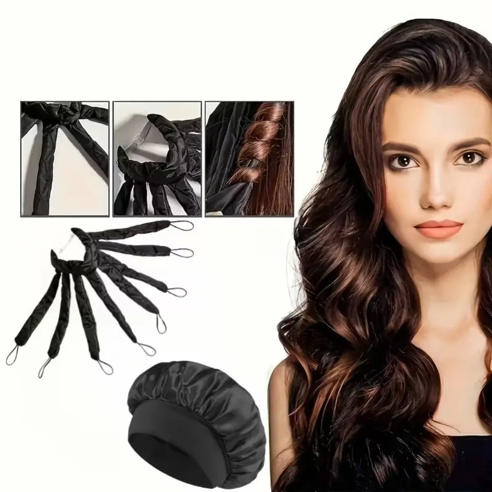 2-Piece Heatless Hair Curler & Sleep Bonnet Set for Long Hair - Velvet Haven